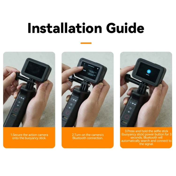 TELESIN Bluetooth Buoyancy Bar 15m Waterproof Depth For GoPro HERO13 / 12 / 11 / 10 / 9 / 8 Black, S4-FHG-01-TGP