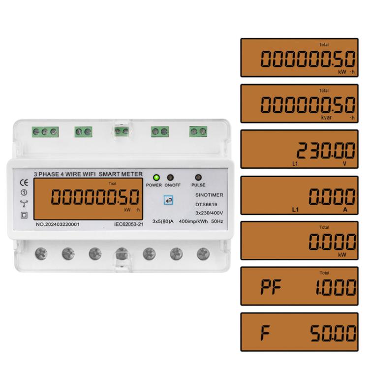 3-phase Tuya WiFi Energy Meter AC 380V, SINOTIMER DTS6619-050 80A With Switch, SINOTIMER DTS6619-049 100A Without Switch SINOTIMER DTS6619-050 80A With Switch