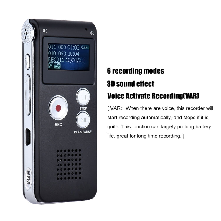 SK-012 8GB Voice Recorder USB Professional Dictaphone Digital Audio With WAV MP3 Player VAR Function Record, SK-012 8GB