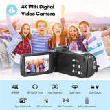 4K Digital Video Camera 3 Inch IPS Touch Screen 56MP 18X Digital Zoom WiFi Camcorder, Standard, Set 1, Set 2, Set 3
