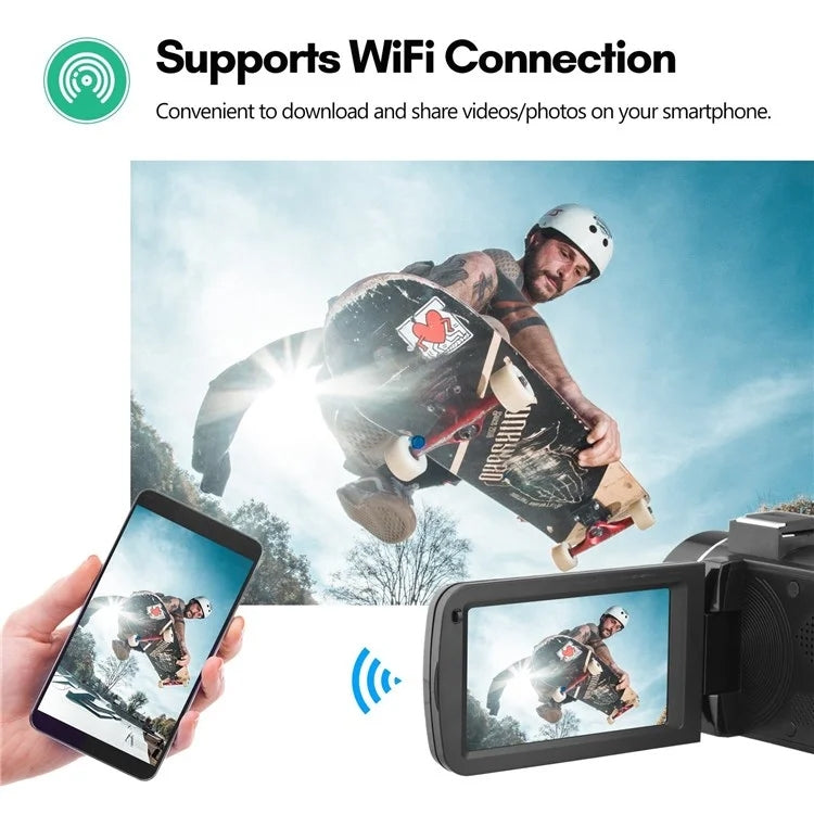 4K Digital Video Camera 3 Inch IPS Touch Screen 56MP 18X Digital Zoom WiFi Camcorder, Standard, Set 1, Set 2, Set 3