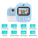 1200W Pixel 2.4 Inch Display Children Print Instant Camera, Standard Pink, Standard Blue, Standard Purple, 32G+Card Reader Pink, 32G+Card Reader Blue, 32G+Card Reader Purple