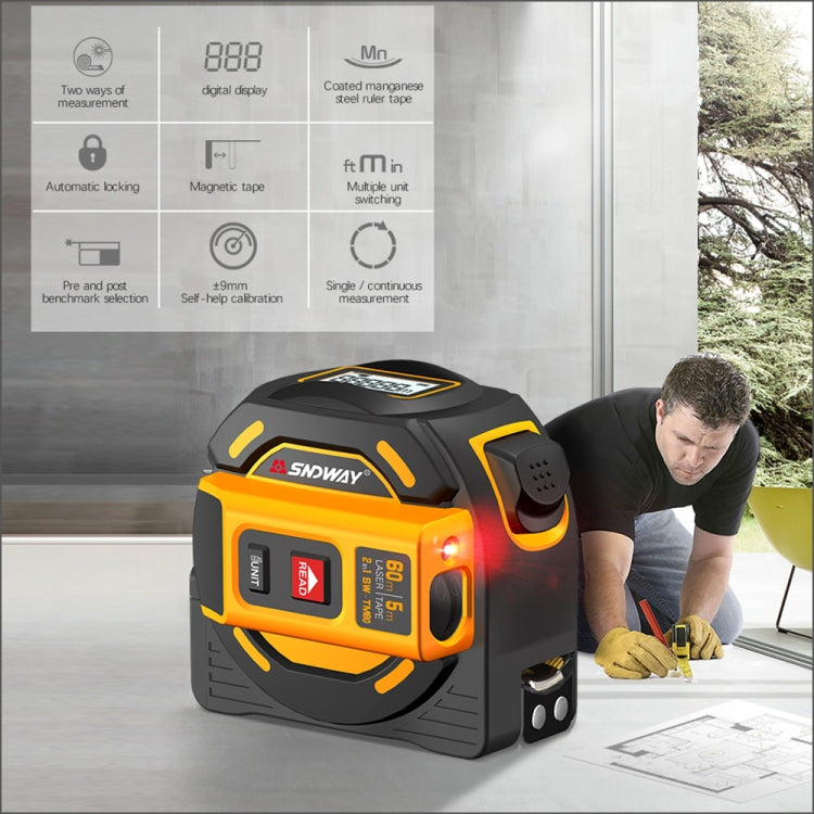 SNDWAY new Digital rangefinderLaser distance meter Tape multi function Self-Locking Hand Tool Device SW-TM60, SW-TM60