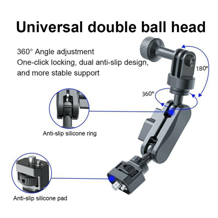 SX-Pj29 For Camera Photography 360 Degree Adjustable Magic Arm Bracket Dual Ball Head Anti-Slip Mount, SX-Pj29 Dual Ball Head Mount