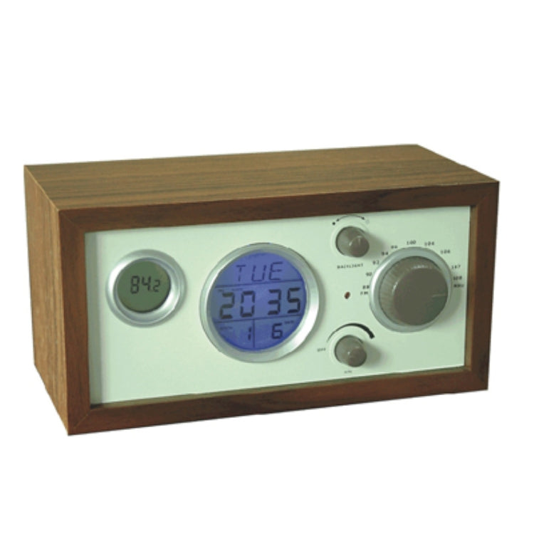 SY-601 Home Multifunctional Retro Wooden Radio Electronic Thermometer Alarm Clock, SY-601