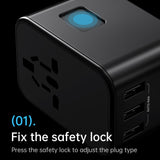 ROCK T62 35.5W Global Travel Multifunctional Plug PD Charger Power Adapter, T62