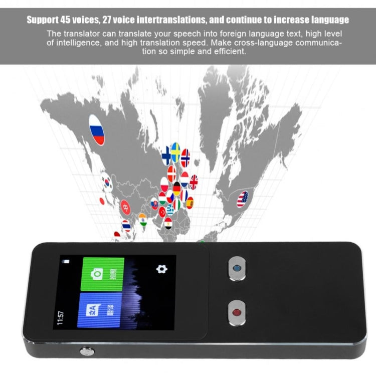 T9+ Portable WIFI Smart Voice Translator Smart Business Travel Real Time AI Translator Translation Machine 27 Languages Translator, T9+ Black