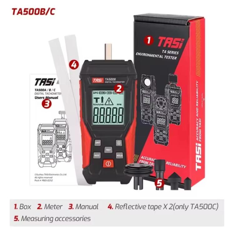 TASI TA500B Contact Measurement Laser Tachometer Digital Display Measuring Speed Meter, TA500B Contact Measurement
