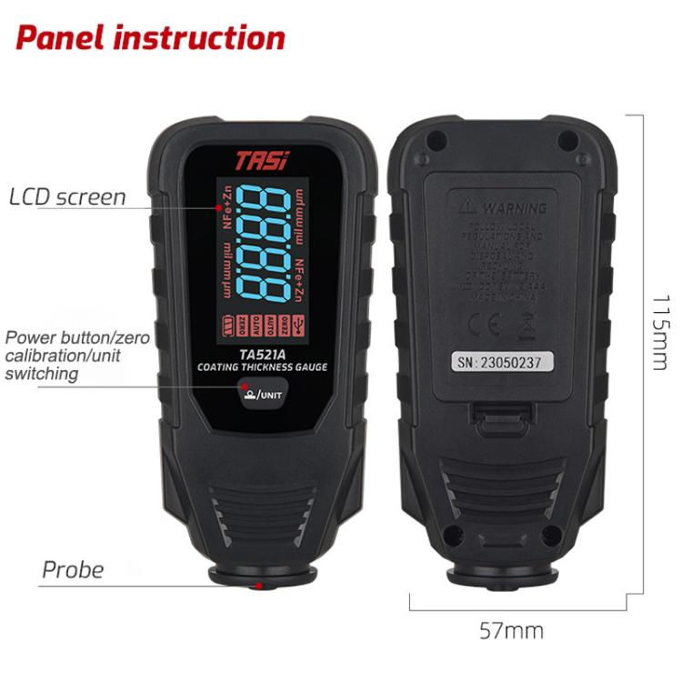 TASI TA521A Car Paint Film Meter Paint Surface Tester Coating Thickness Gauge, TA521A