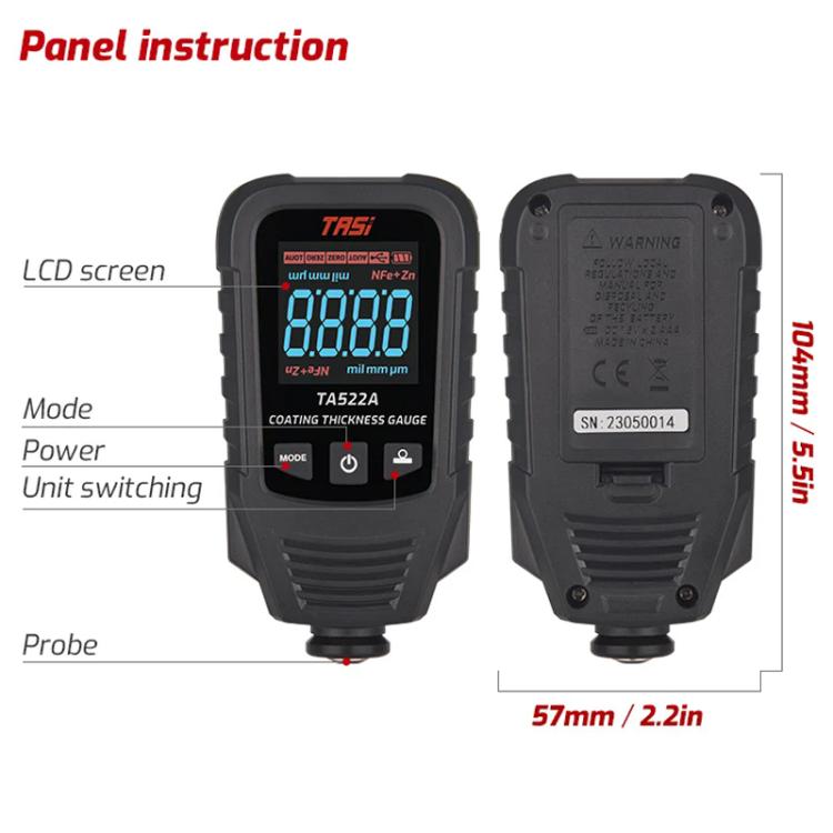 TASI TA522A Car Paint Film Meter Paint Surface Tester Coating Thickness Gauge, TA522A