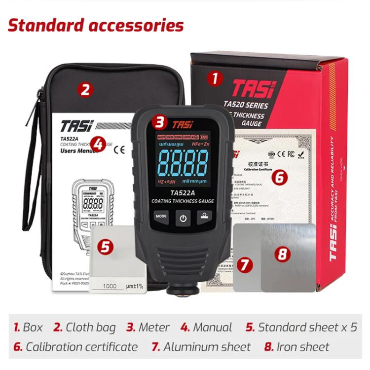 TASI TA522A Car Paint Film Meter Paint Surface Tester Coating Thickness Gauge, TA522A