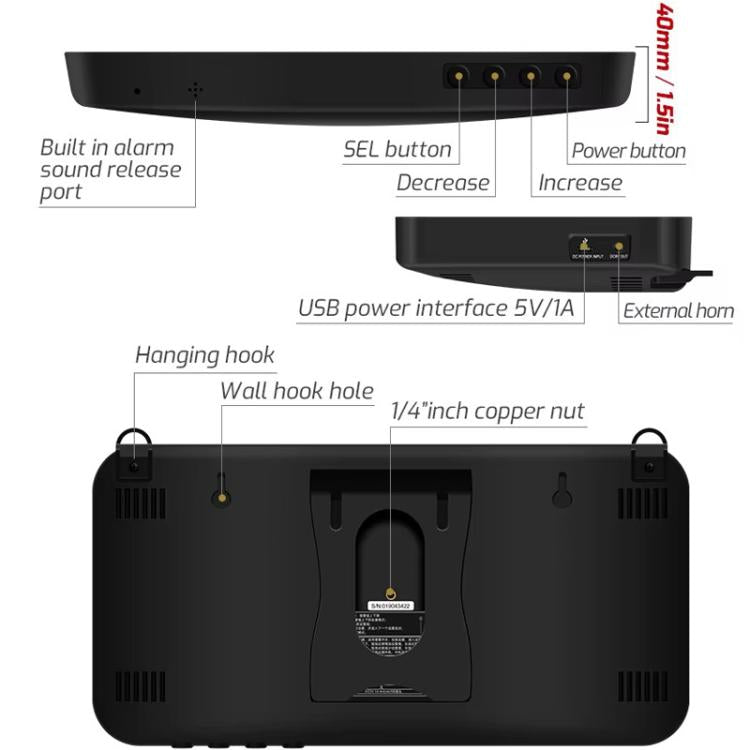 TRSI TA623B Industrial Wall-mounted Thermometer Hygrometer, External 5-meter Probe, TA623B