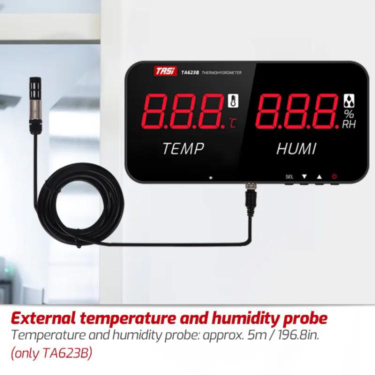 TRSI TA623B Industrial Wall-mounted Thermometer Hygrometer, External 5-meter Probe, TA623B