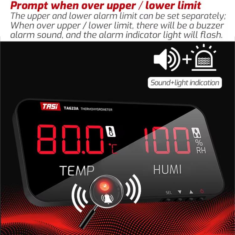 TRSI TA623B Industrial Wall-mounted Thermometer Hygrometer, External 5-meter Probe, TA623B