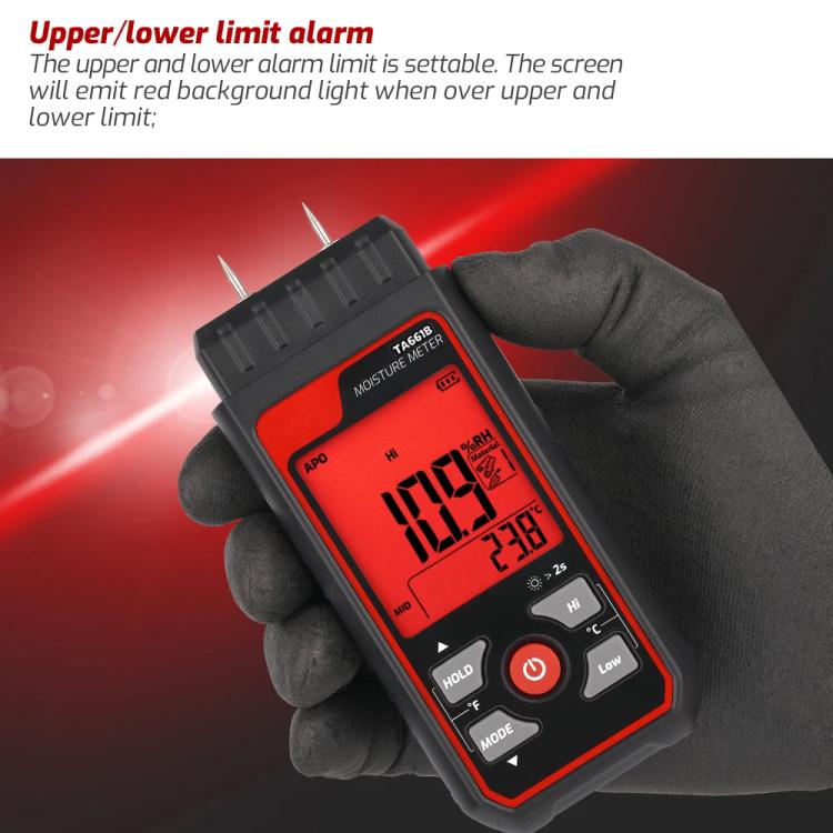 TASI TA661B Wood Moisture Meter Quickly Measure Moisture Content Tester Temperature Humidity Detector, TA661B