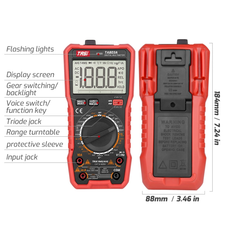 Digital High Precision Multimeter Digital Display Household Multifunction Electrician Multimeter, TASI TA803A, TASI TA803B, TASI TA803C