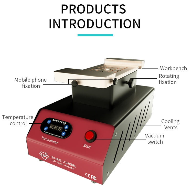TBK-988Z 7 inch Mobile Phone LCD Separation Built-in Pump Vacuum Manual Separator, TBK-988Z