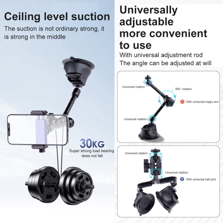 Tri-leg Suction Cup Articulating Friction Magic Arm Phone Clamp Mount, Tri-leg Suction Cup Magic Arm