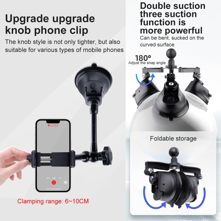 Tri-leg Suction Cup Articulating Friction Magic Arm Phone Clamp Mount, Tri-leg Suction Cup Magic Arm