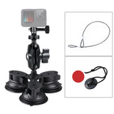 Triangle Suction Cup Mount Holder with Tripod Adapter & Steel Tether & Safety Buckle, Triangle Suction Cup Triangle Suction Cup