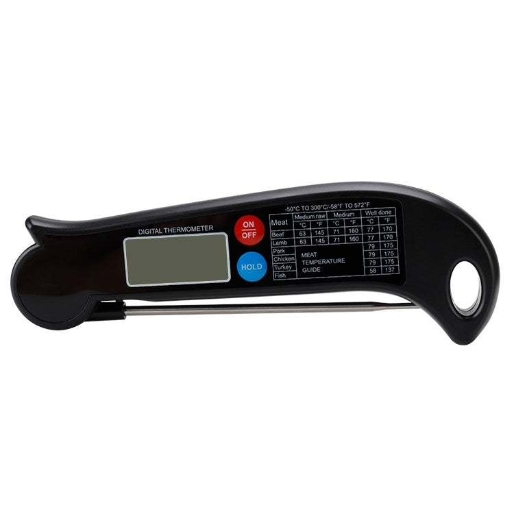 TS-BY54 Kitchen Food Cooking BBQ Foldable Waterproof Probe Thermometer(Black), TS-BY54