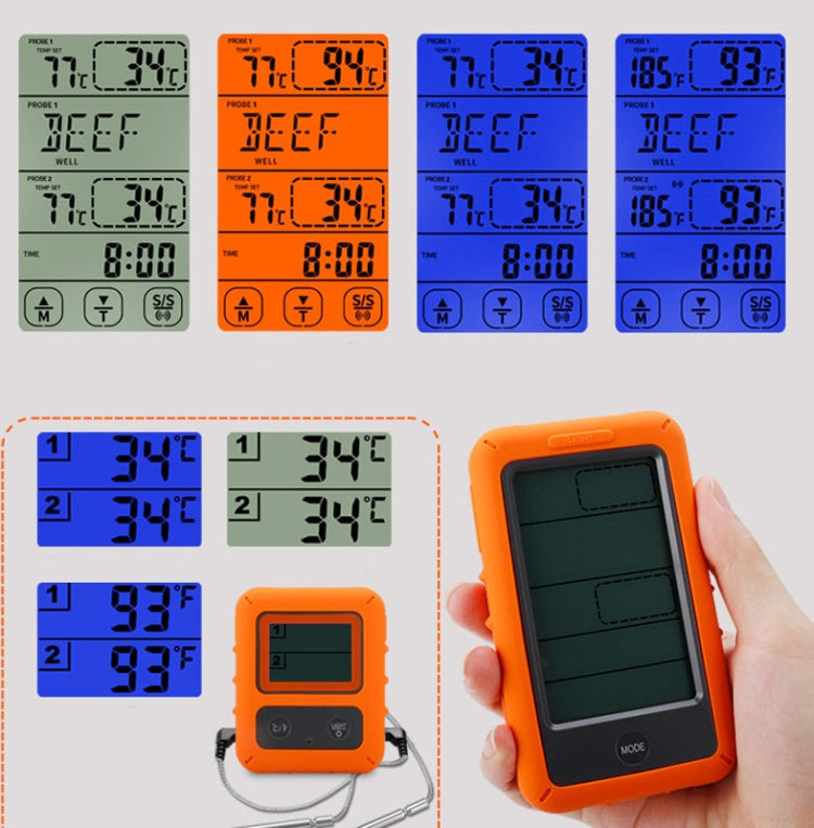 Wireless Food Thermometer Household Touch Screen BBQ Dual-Channel Kitchen Thermometer, TS-TP20