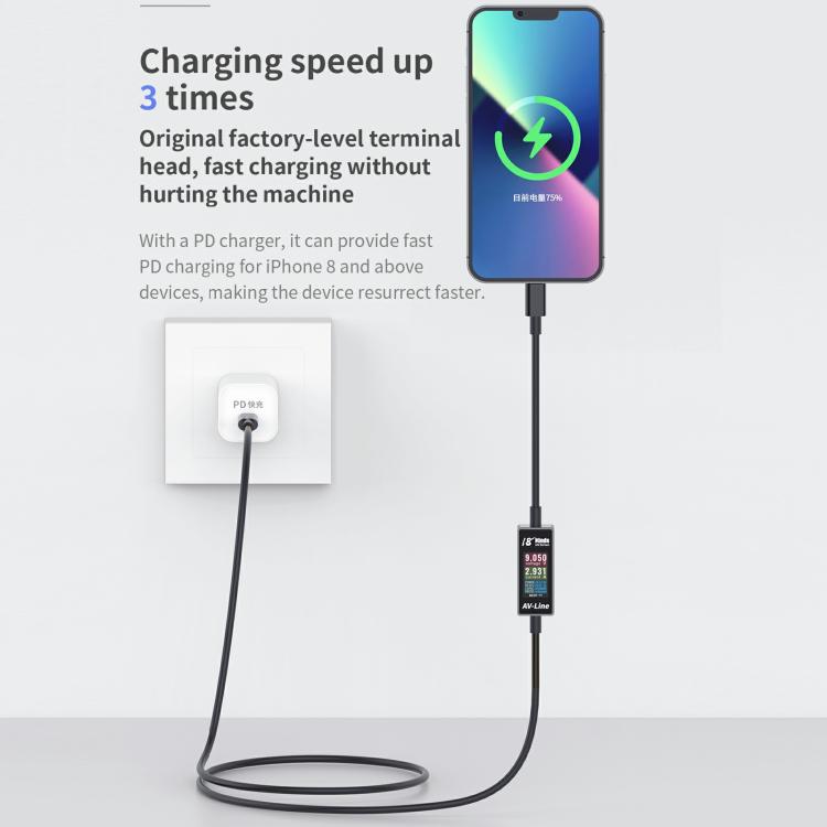 18 Kinds AV-Line Pro 1.2m Intelligent Detection Charging Data Cable, Type-C to 8 Pin, Type-C to Type-C