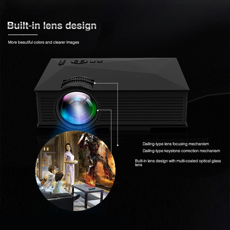 UC68 80ANSI 800x400 Home Theater Multimedia HD 1080P LED Projector, Support USB/SD/HDMI/VGA/IR, UC68 800x400