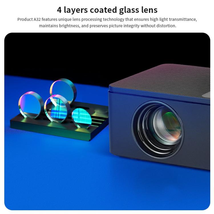 AUN A32 Pro 1280x720P 300ANSI Android 13 WIFI Display Smart Projector, US Plug, UK Plug, AU Plug, EU Plug