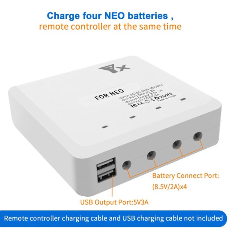 For DJI Neo Drone YX 4-port Battery Charger Charging Hub, US Plug, EU Plug, UK Plug, AU Plug