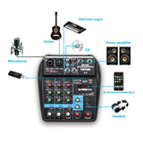 TEYUN A4 4-way Small Microphone Digital Mixer Live Recording Effector