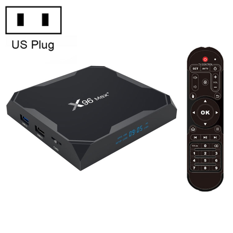 X96 max+ 4K Smart TV Box, Android 9.0, Amlogic S905X3 Quad-Core Cortex-A55,4GB+32GB, Support LAN, AV, 2.4G/5G WiFi, USBx2,TF Card,, US Plug, UK Plug, AU Plug US Plug