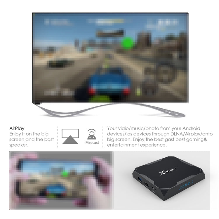 X96 max+ 4K Smart TV Box, Android 9.0, Amlogic S905X3 Quad-Core Cortex-A55,4GB+32GB, Support LAN, AV, 2.4G/5G WiFi, USBx2,TF Card,, US Plug, UK Plug, AU Plug
