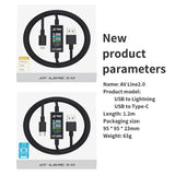 18 Kinds AV-Line 2.0 1.2m Intelligent Detection Charging Data Cable, USB to 8 Pin, USB to Type-C