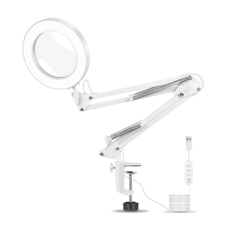 USB Desktop LED Ring Light Welding Auxiliary Magnifying Glass Lighting Desk Lamp, USB (White) USB (White)