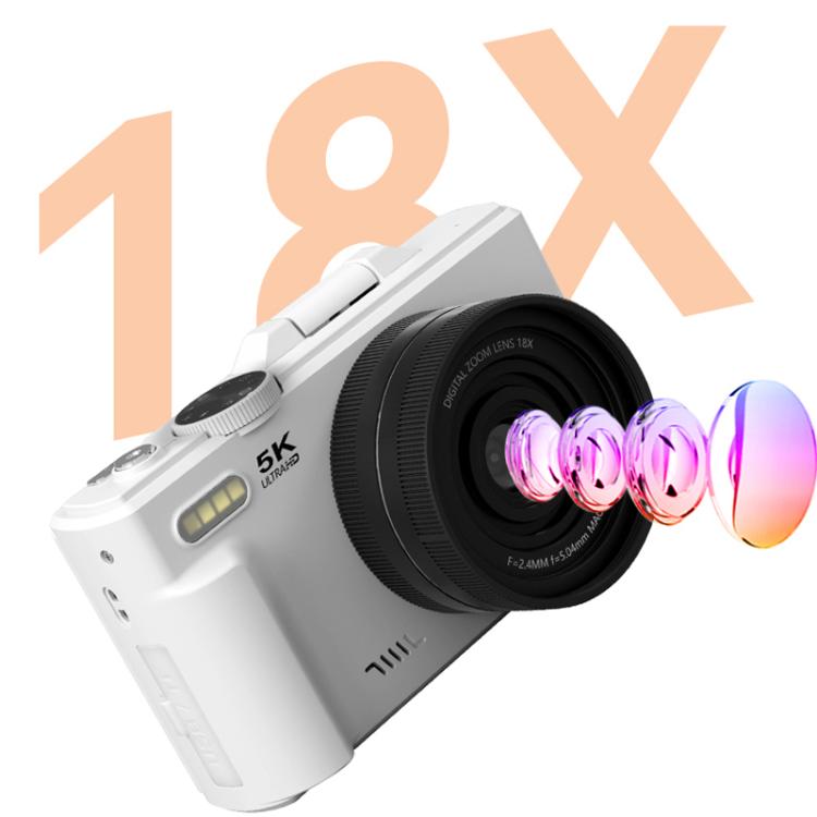 W1 5K HD Digital Camera 75MP 18X Digital Zoom WiFi Video Recorder With Flip Screen, W1 White, W1 Black