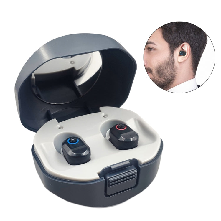TWS On-Ear Sound Amplifier Hearing Aid with Charging Compartment, White, Black, Skin Color Black Black