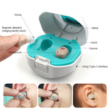 TWS On-Ear Sound Amplifier Hearing Aid with Charging Compartment, White, Black, Skin Color