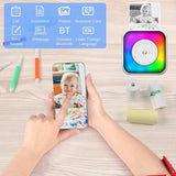 RGB Light Portable Mini Bluetooth Printer Inkless Document Label Printer, with 1-Roll Paper, with 5-Rolls Paper, with 5-Rolls Stickers, with 5 Paper+5 Stickers+3 Color Paper