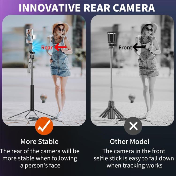 Q530TK Portable Metal Phone Stand Selfie Stick Expandable Auto Face Tracking Tripod with Single Fill Light, with Single Fill Light