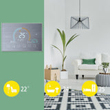 BHT-8000-GCLW-SS Brushed Stainless Steel Mirror Controlling Water/Gas Boiler Heating Energy-saving and Environmentally-friendly Smart Home Negative Display LCD Screen Round Room Thermostat with WiFi, with WiFi