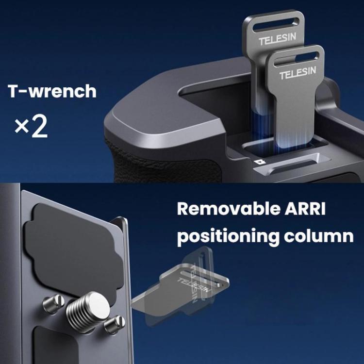 TELESIN Camera Grip Kit For GoPro HERO9 Black / HERO10 Black / HERO11 Black / HERO12 Black / HERO13 Black, Without Camera Cage, With Camera Cage