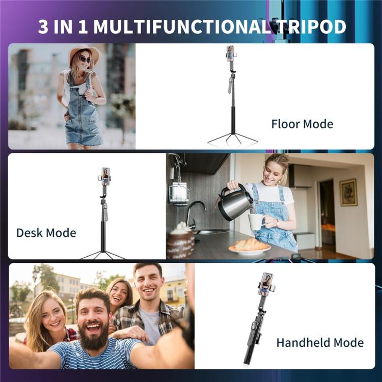 Q530TK Portable Metal Phone Stand Selfie Stick Expandable Auto Face Tracking Tripod, without Fill Light