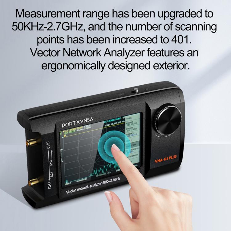 PORTXVNSA VNA-H4 Plus 4 inch IPS Screen Portable Handheld Vector Antenna Analyzer MF HF VHF UHF, Without Memory Card, With 32G Memory Card