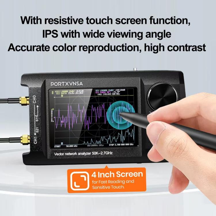 PORTXVNSA VNA-H4 Plus 4 inch IPS Screen Portable Handheld Vector Antenna Analyzer MF HF VHF UHF, Without Memory Card, With 32G Memory Card