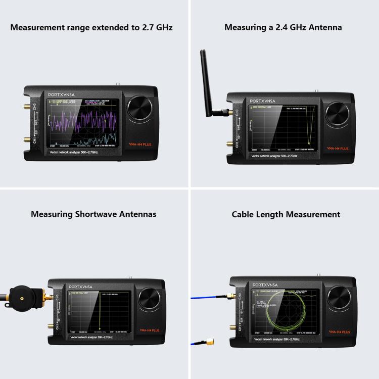 PORTXVNSA VNA-H4 Plus 4 inch IPS Screen Portable Handheld Vector Antenna Analyzer MF HF VHF UHF, Without Memory Card, With 32G Memory Card