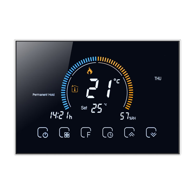 BHT-8000-GA Control Water Heating Energy-saving and Environmentally-friendly Smart Home Negative Display LCD Screen Round Room Thermostat without WiFi, without WiFi without WiFi Black