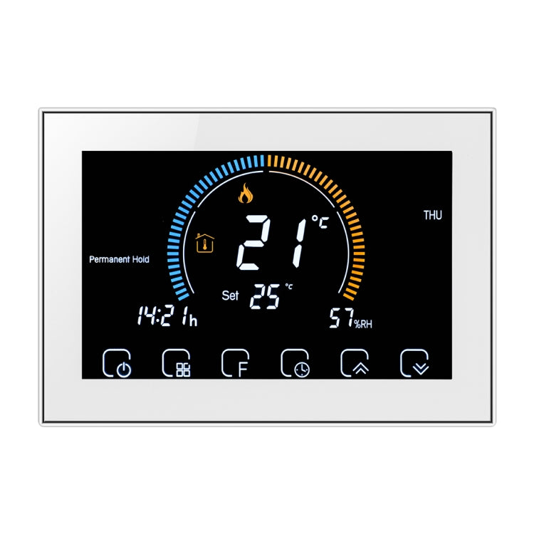 BHT-8000-GA Control Water Heating Energy-saving and Environmentally-friendly Smart Home Negative Display LCD Screen Round Room Thermostat without WiFi, without WiFi without WiFi White