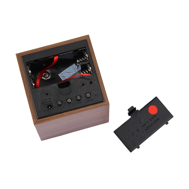 Wood Clock Desk Table LED Digital Display Alarm Clock with Time & Date & Temperature Display, Wood Clock