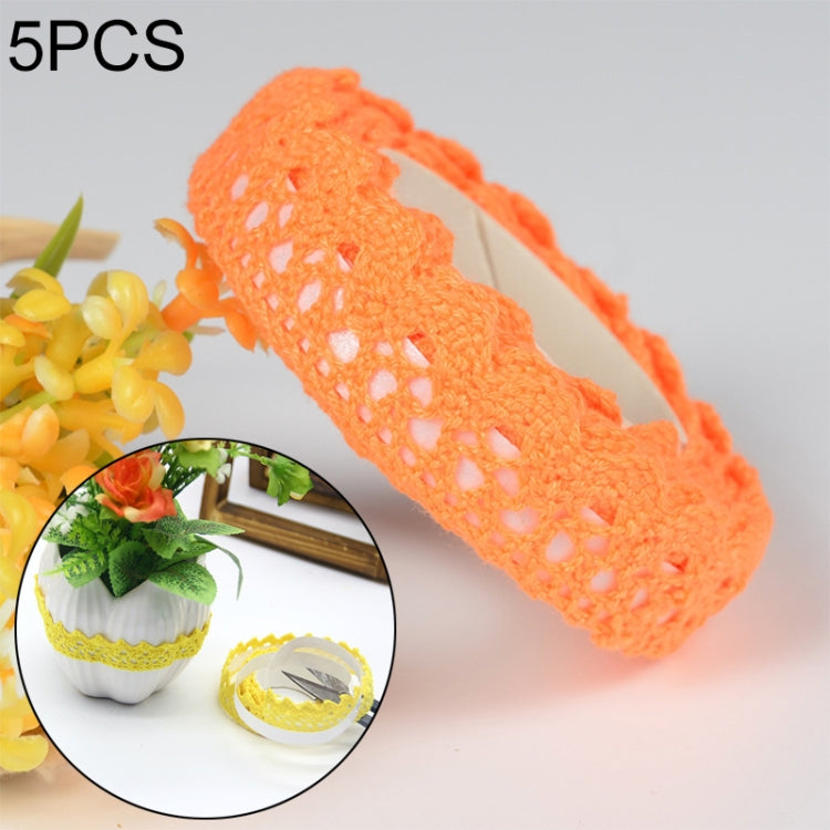 5 PCS Cotton Lace Fabric White Crochet Lace Roll Ribbon Knit Adhesive Tape Sticker Craft Decoration Stationery Supplies